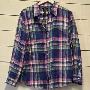 Lauren Ralph Lauren Navy, Purple & Pink Plaid Button-Down Shirt